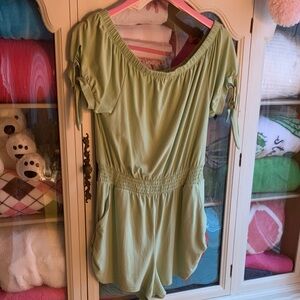 Women’s Y2K Derek Heart Romper Size XL Soft Sage Green One Piece